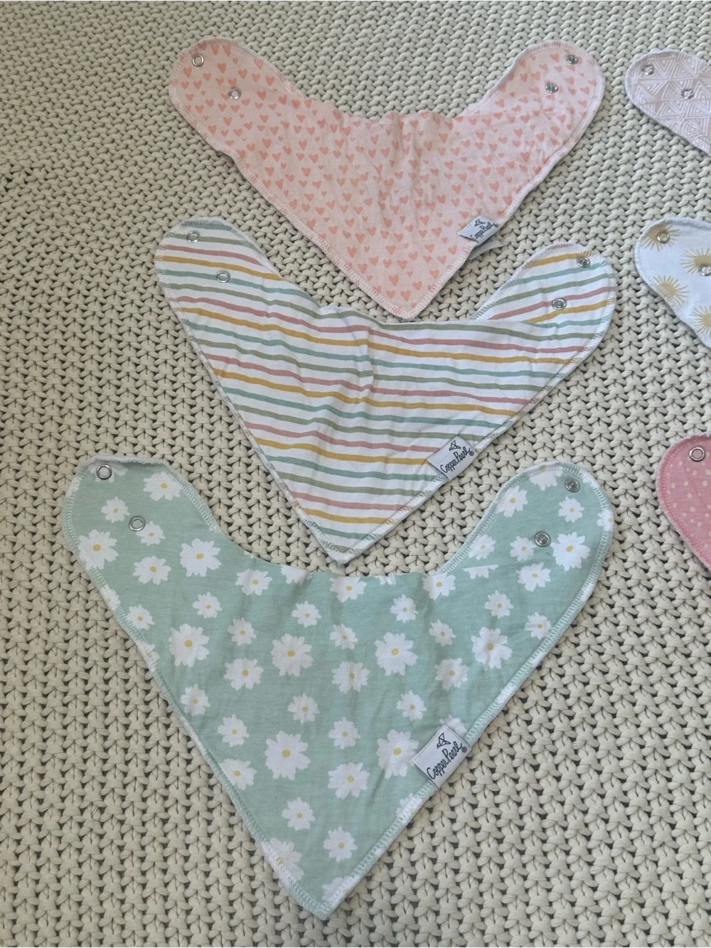 Copper Pearl Baby Bandana Bibs - Pastel Mix (Pink, Mint, White)